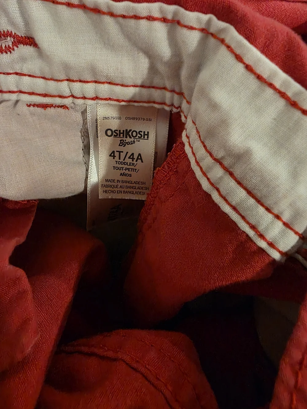 OshKosh B'gosh Red Kids Overalls with Navy Stripe Straps Size 4